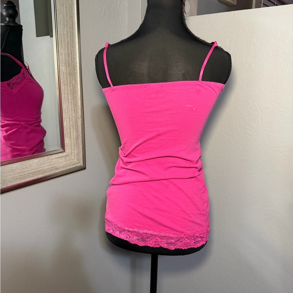 VTG Deb Y2K Lace Trim Pink Cami Tank Top Size Medium. - Picture 3 of 5